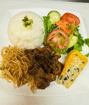 image of R07. Com Shredded Pork, Egg Quiche, Grilled Pork 