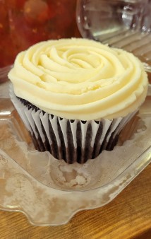 image of Side - Chocolate Fudge Cupcake With Cream Cheese Frosting