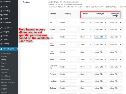 Enhanced Control With Field-Based Access in Employee Directory Pro