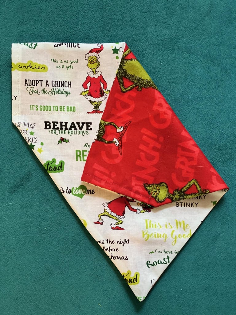 grinch dog bandana reversible
