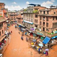 A city street in Bhaktapur, Nepal