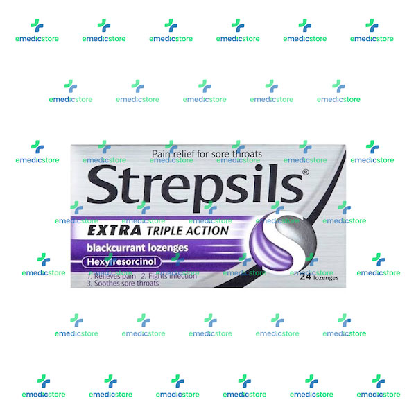 STREPSILS EXTRA TRIPLE ACTION 24LOZENGES BLACK CURRANT