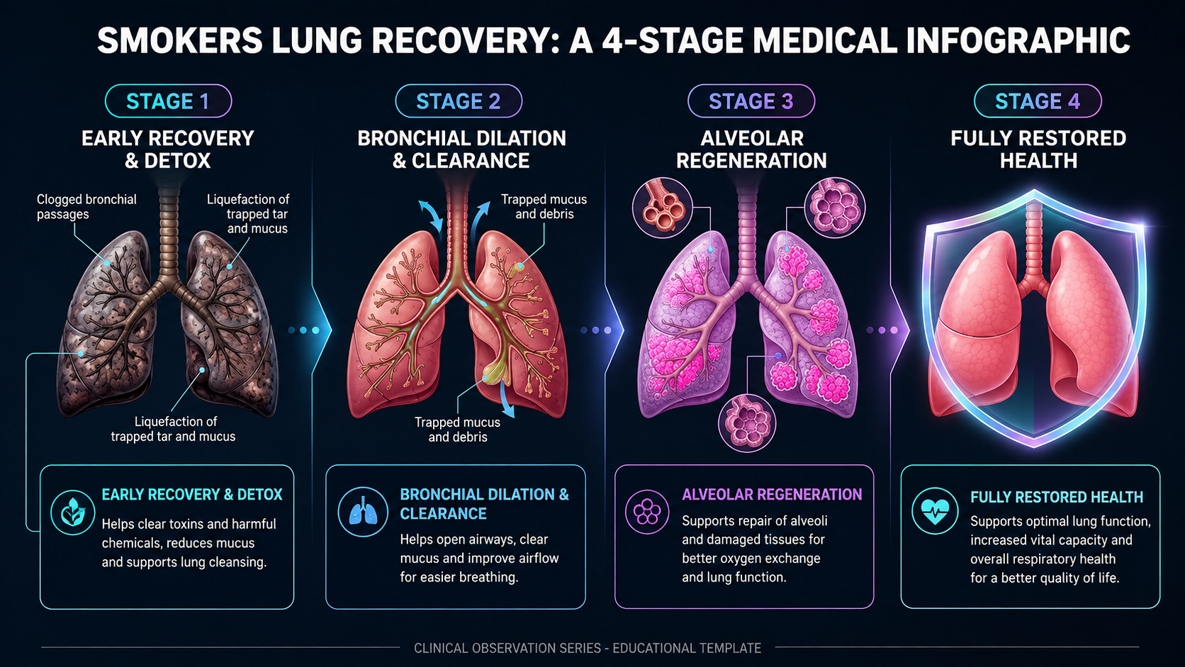 4-Stage Smokers Lung Recovery Infographic Placeholder