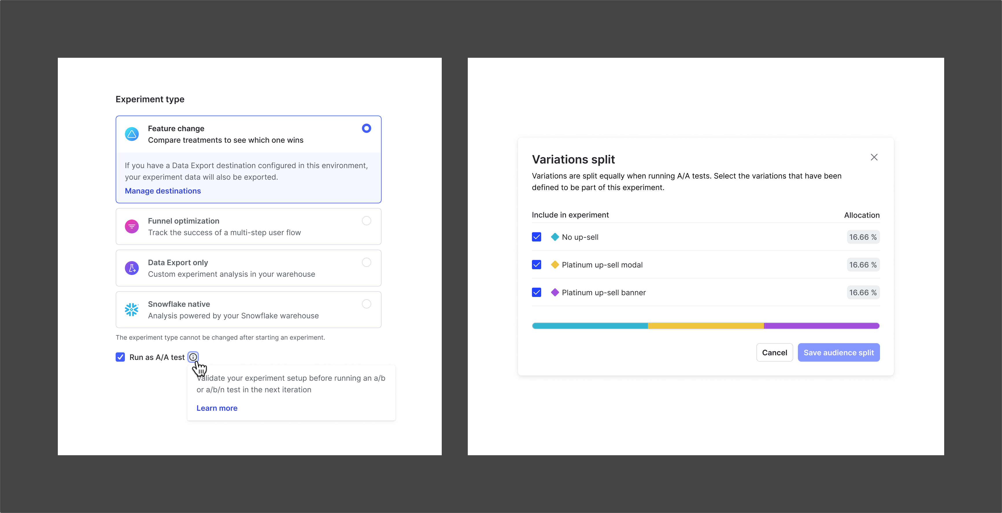 LaunchDarkly A/A tests components