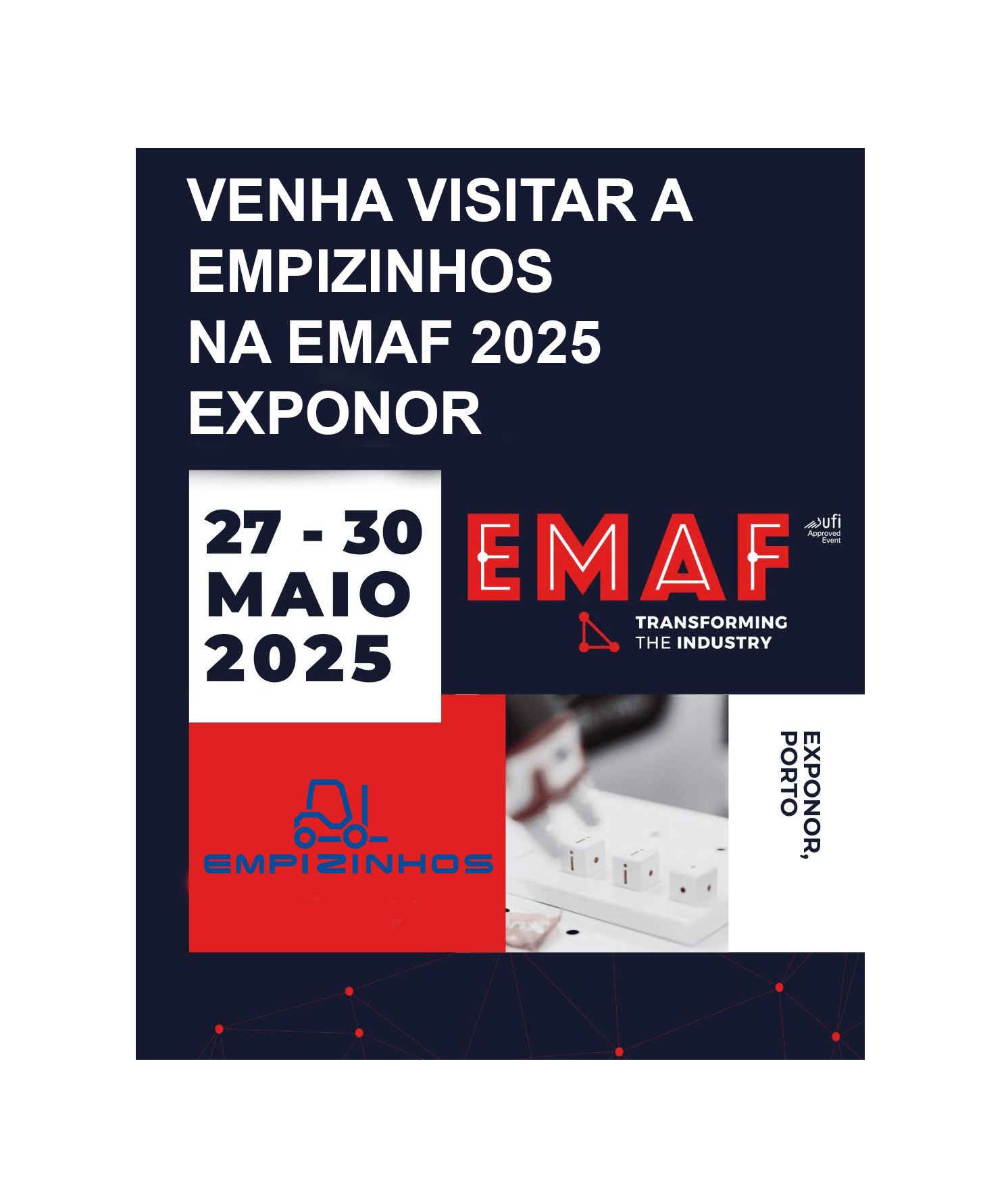 Venha visitar a Empizinhos na EMAF 2025! De 27 a 30 de maio, estaremos na Exponor a apresentar os nossos empilhadores HELI. Esperamos por si!