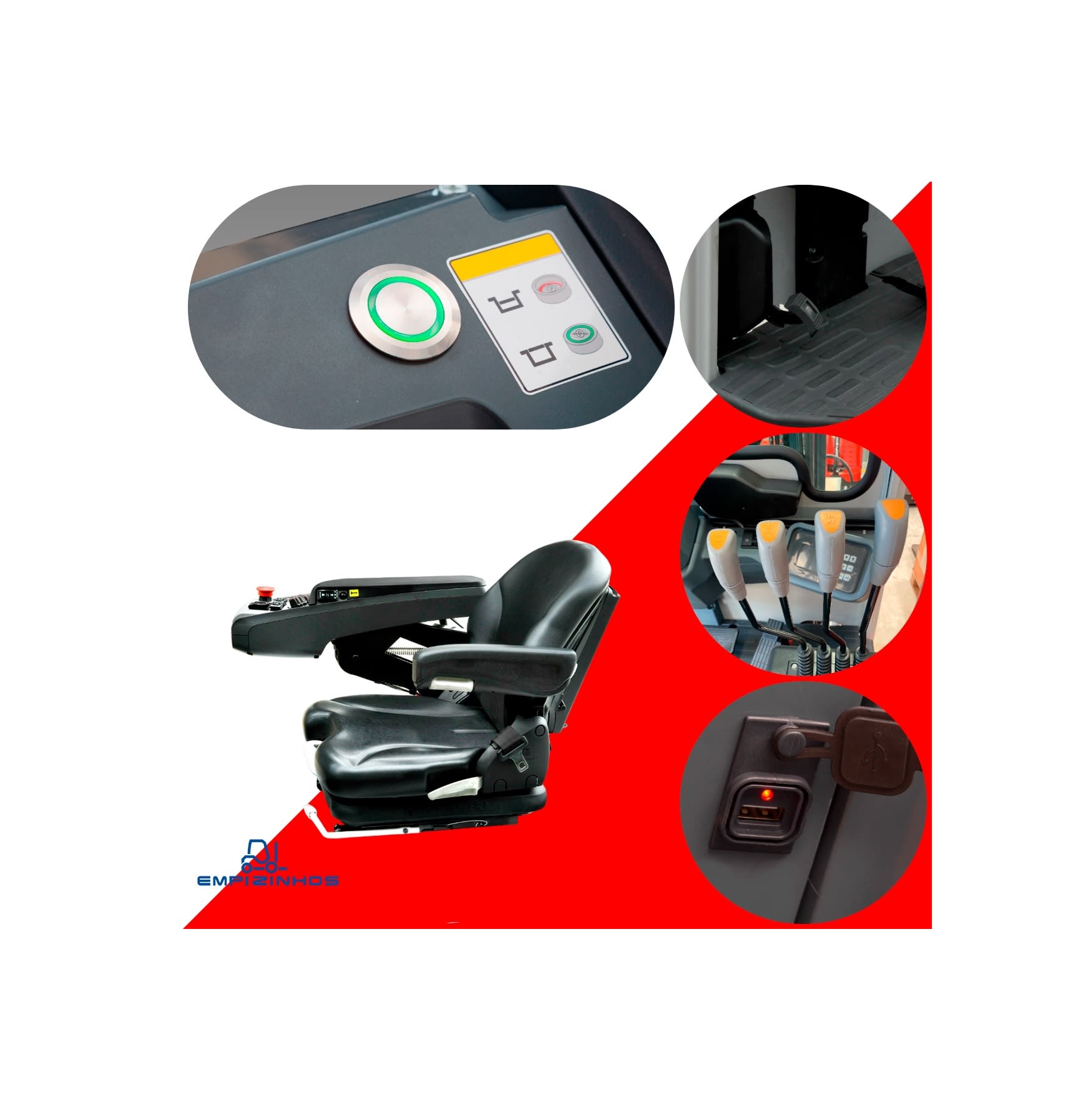 Vários acessórios opcionais que pode incluir na compra do seu empilhador.