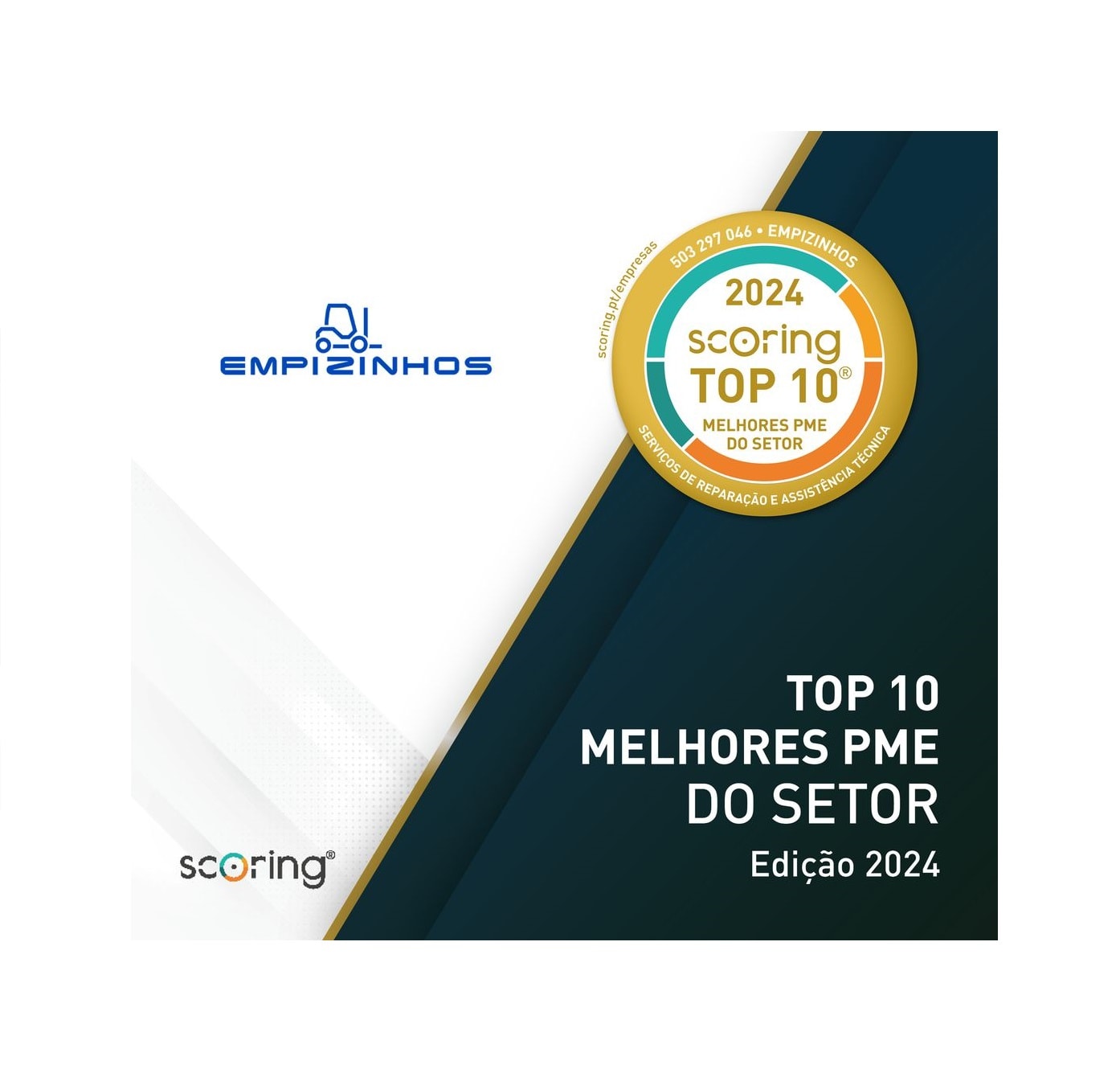 EMPIZINHOS - PEÇAS E ASSISTÊNCIA DE EMPILHADORES, LDA foi distinguida como uma das TOP 10 Melhores PME do Setor 2024