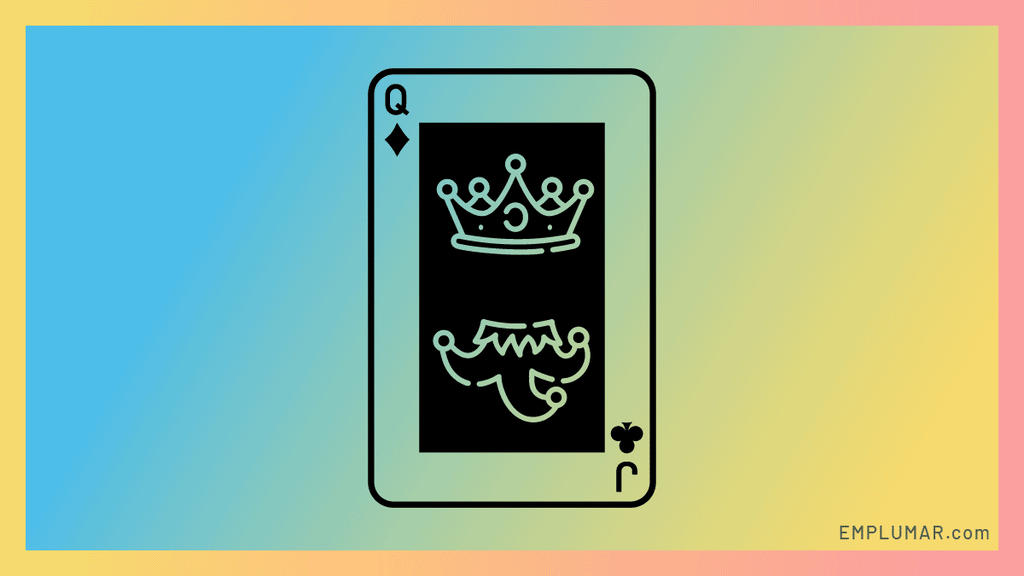 Playing card with a crown and a jester's hat