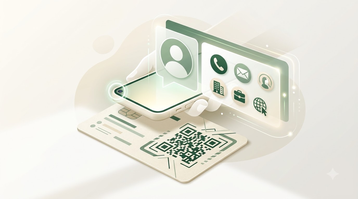 Smartphone scanning a vCard QR code to save contact details instantly