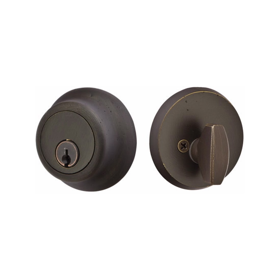 Emtek 7100-BZRN-TWB Round Sandcast Bronze Door Knob Passage Set With #4  Rosette Tumbled White Bronze