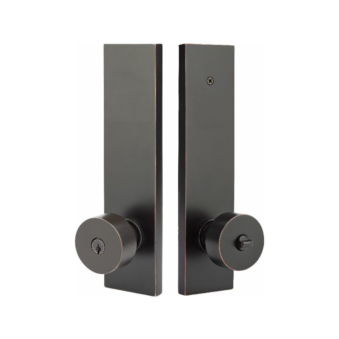 Emtek Concord Stretto 1.5 x 11 Dummy Pair Merrimack Levers Oil Rubbed  Bronze LH - 7044-ME-LH-US10B