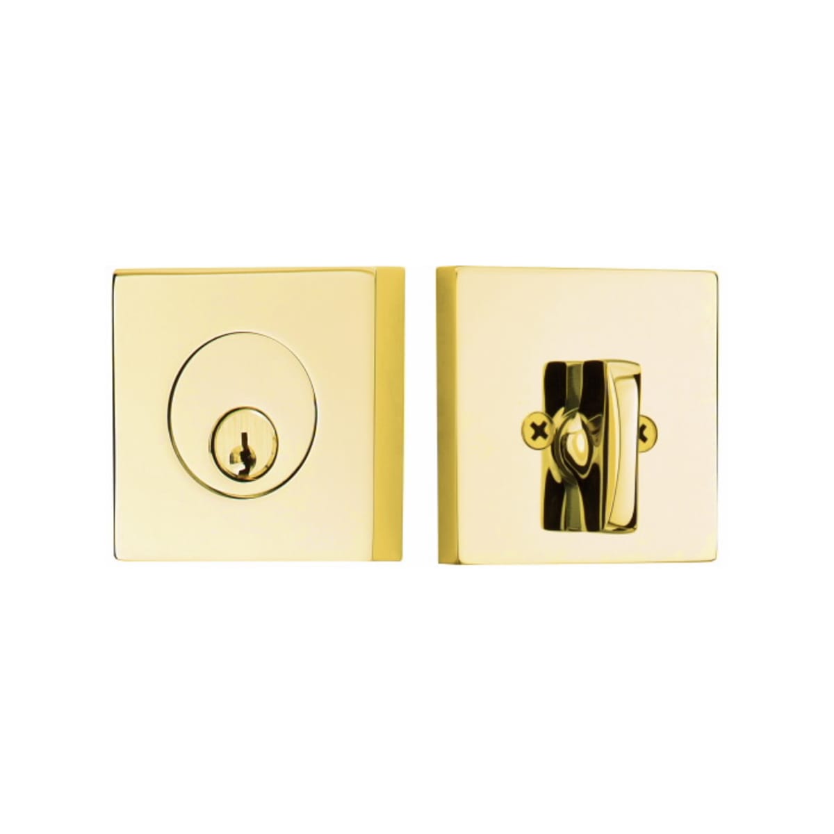 Emtek Hardware Deadbolt, Single Cylinder, Square, Solid Brass, Modern  Style, C-Keyway, Model: 8469, Color: Satin Brass (US4)