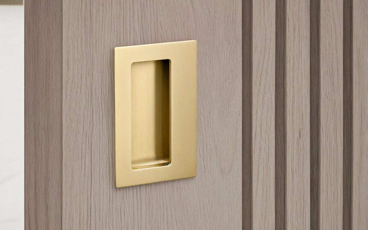 Brass Rectangular Flush Pull with Offset Pocket | Emtek