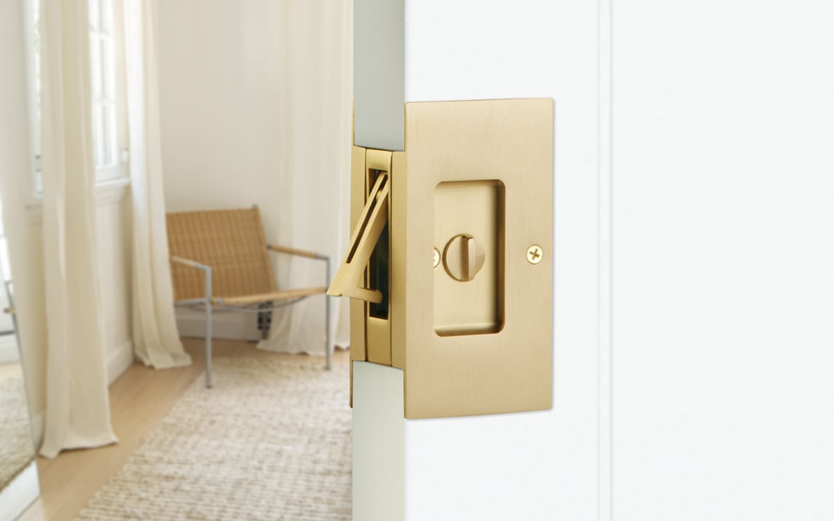 Modern Rectangular Pocket Door Lock | Emtek