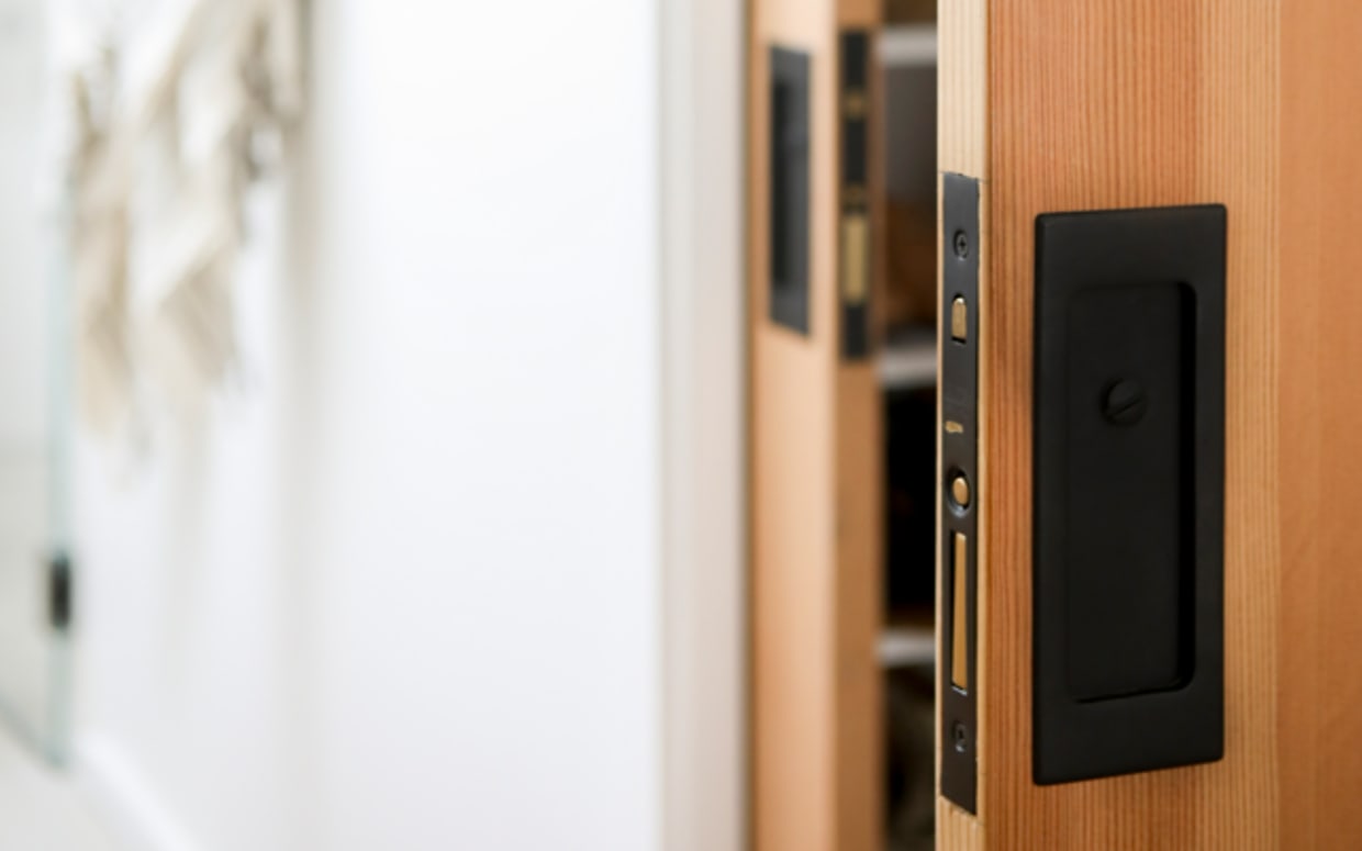 Solid Brass, Antique Brass Finish, Pocket Door Combination Pull