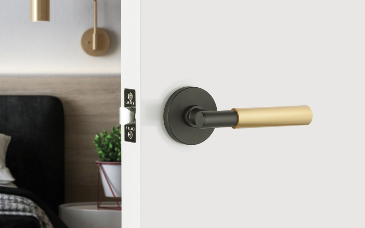 Select Levers Collection - Passage Faceted Lever with T-Bar Stem and  Concealed Screws Disc Rose in Satin Nickel by Emtek Hardware -  C5109.TA.FA.US15-234-RH-2