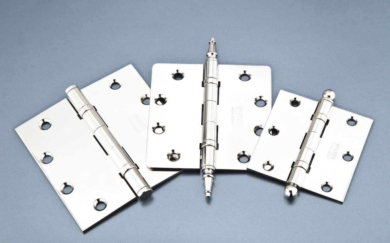 Satin Nickel 4 X 4 X Square Corner Door Hinge with Steeple Tip