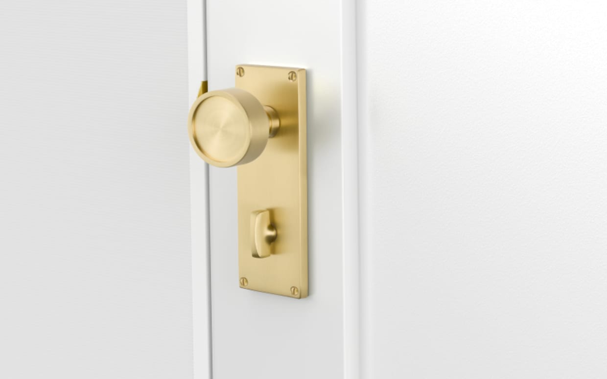 Emtek 5209BLUS4 Privacy Set. Disk Rosette. Bristol Knob. Satin Brass  [5209BLUS4] - $130.90 : LuxHome, Discount Plumbing and Hardware