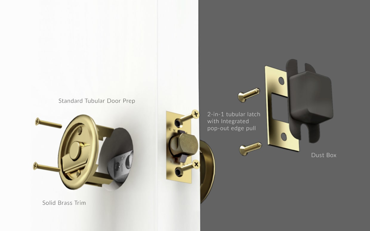 8 Pocket Door Tubular Lock | Emtek
