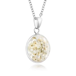 Sterling Silver Domed Pendant Necklace With Dandelion Pappus