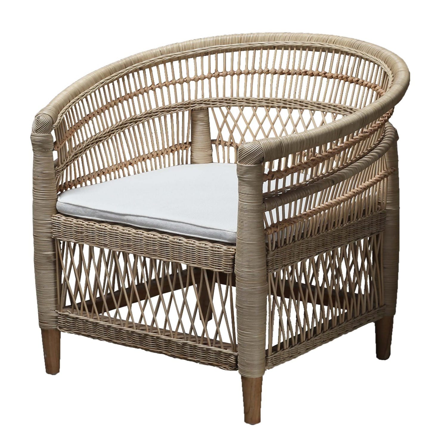 Teak & Woven Rattan Lounge Chair 3