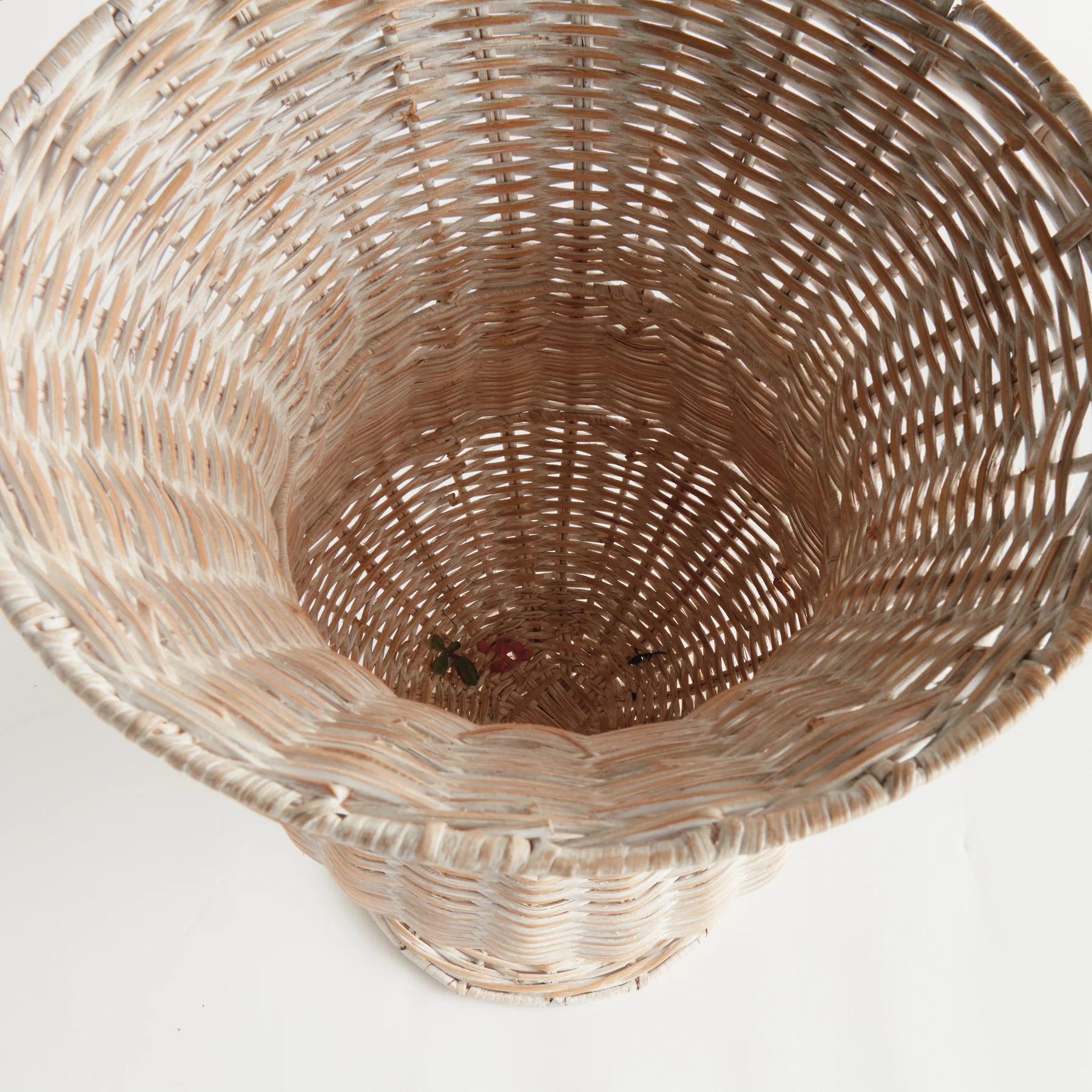 Handwoven Tall Rattan Footed Urn Vase 2