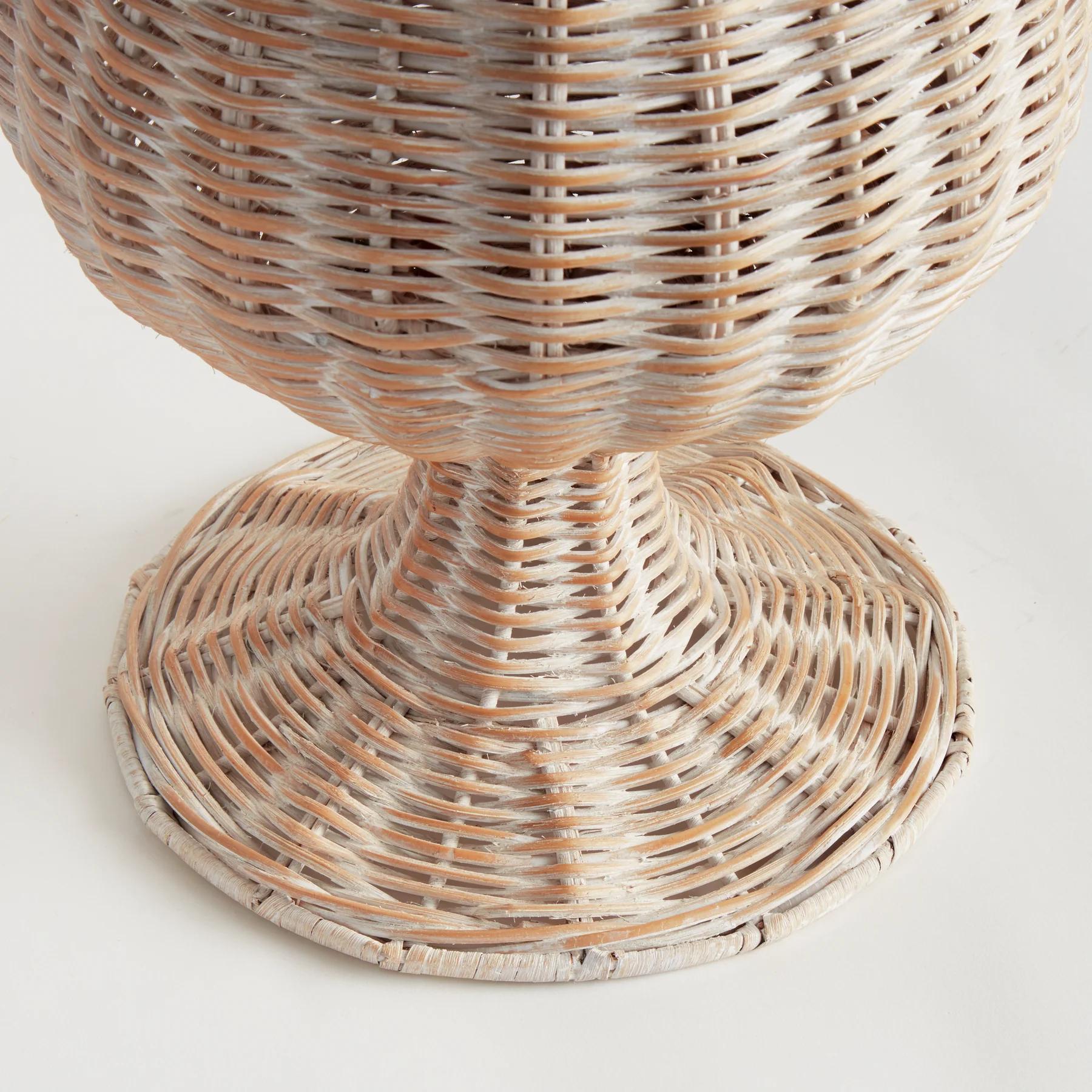 Handwoven Tall Rattan Footed Urn Vase 3