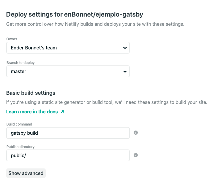 Configuración para la integración continua de master