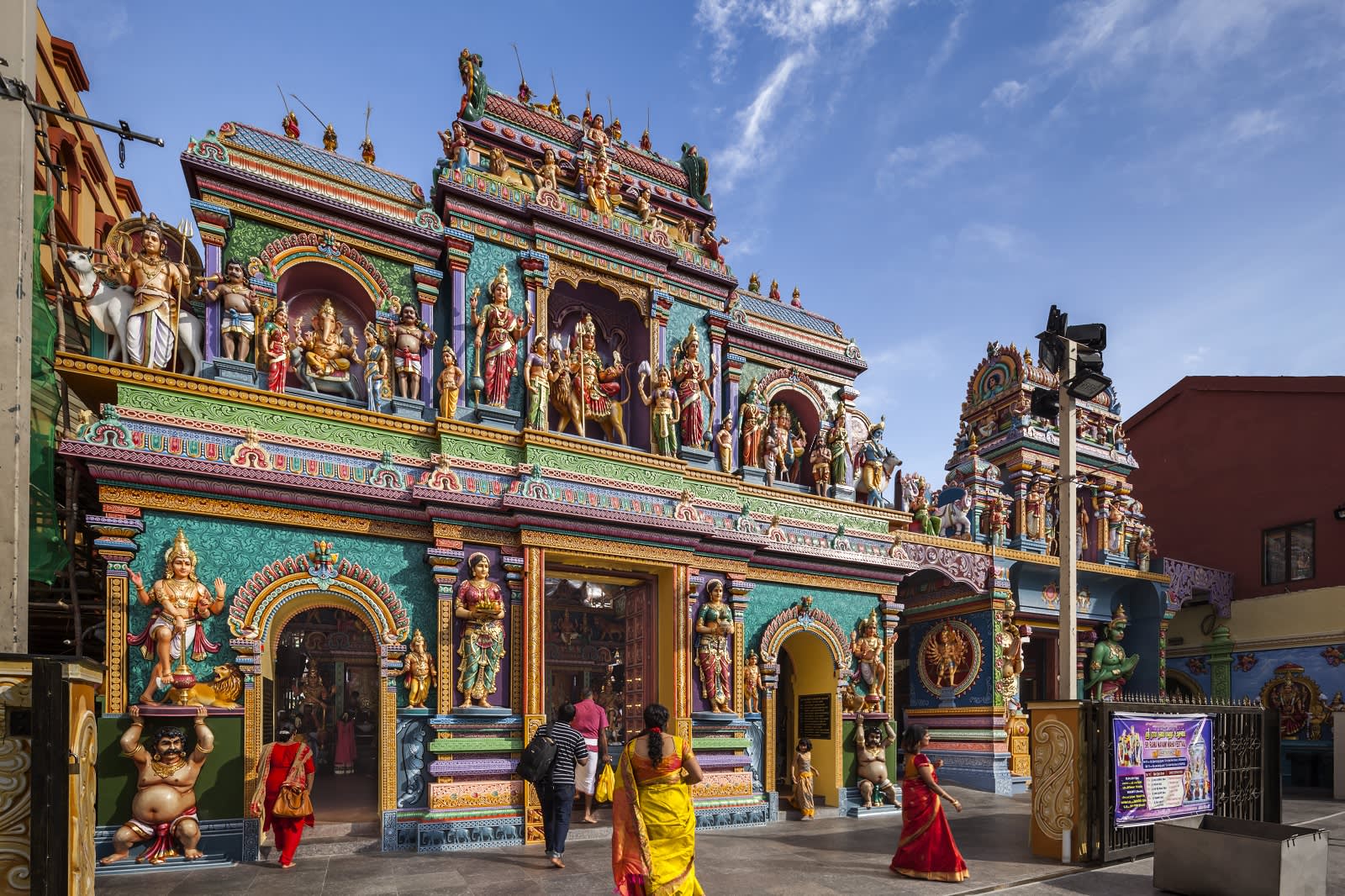 Famous Indian Hindu temple in Singapore city