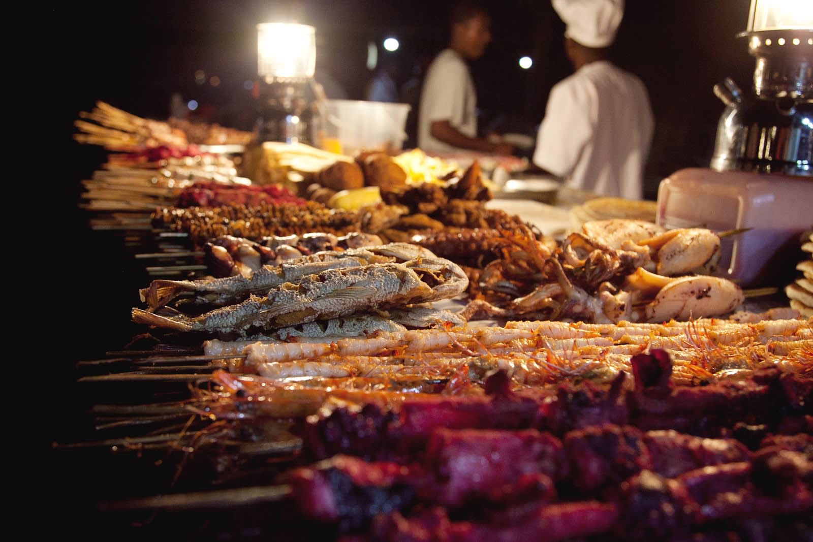 Evening street food market at Stone Town