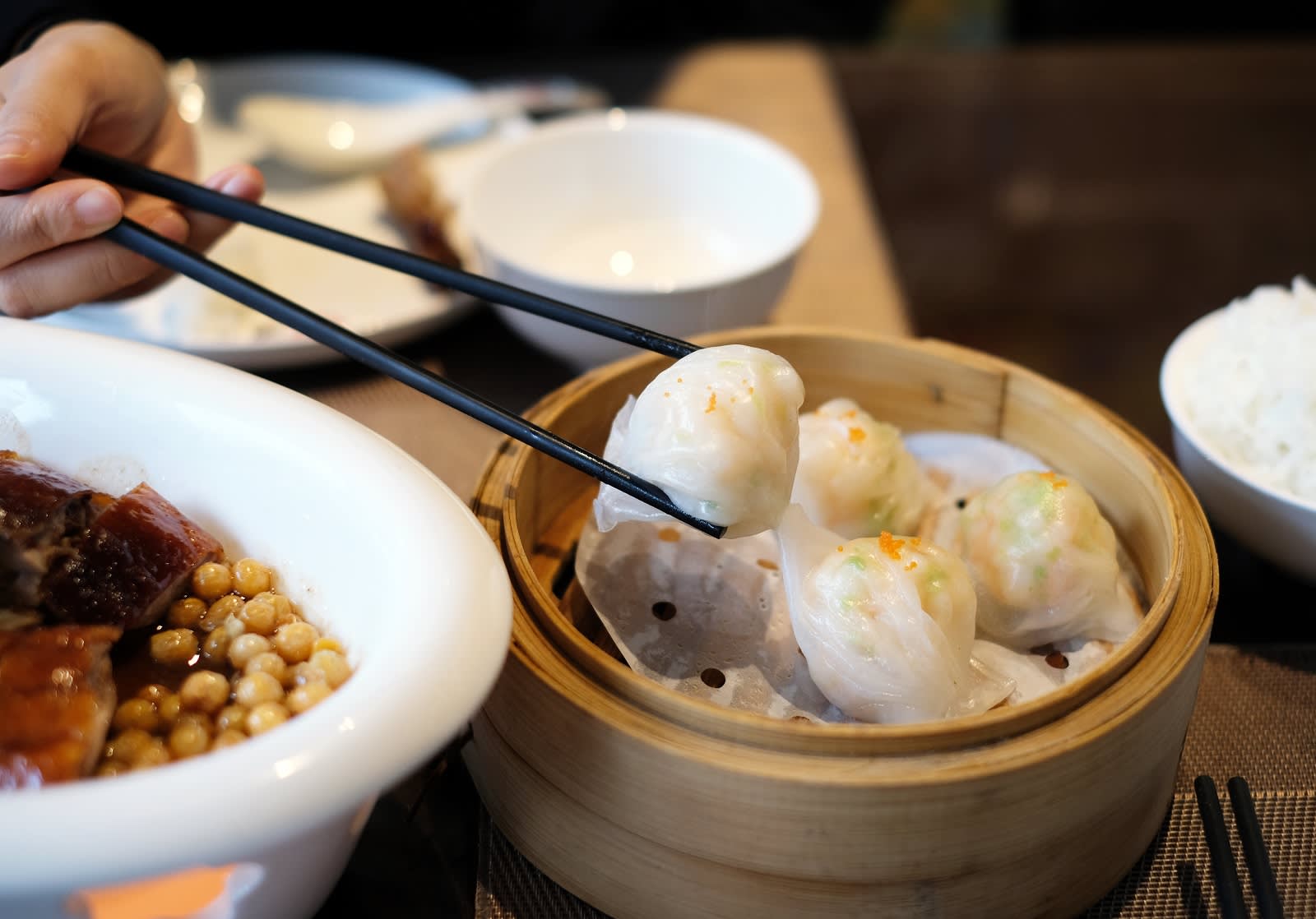 Cantonese dimsums on the table at Hong Kong