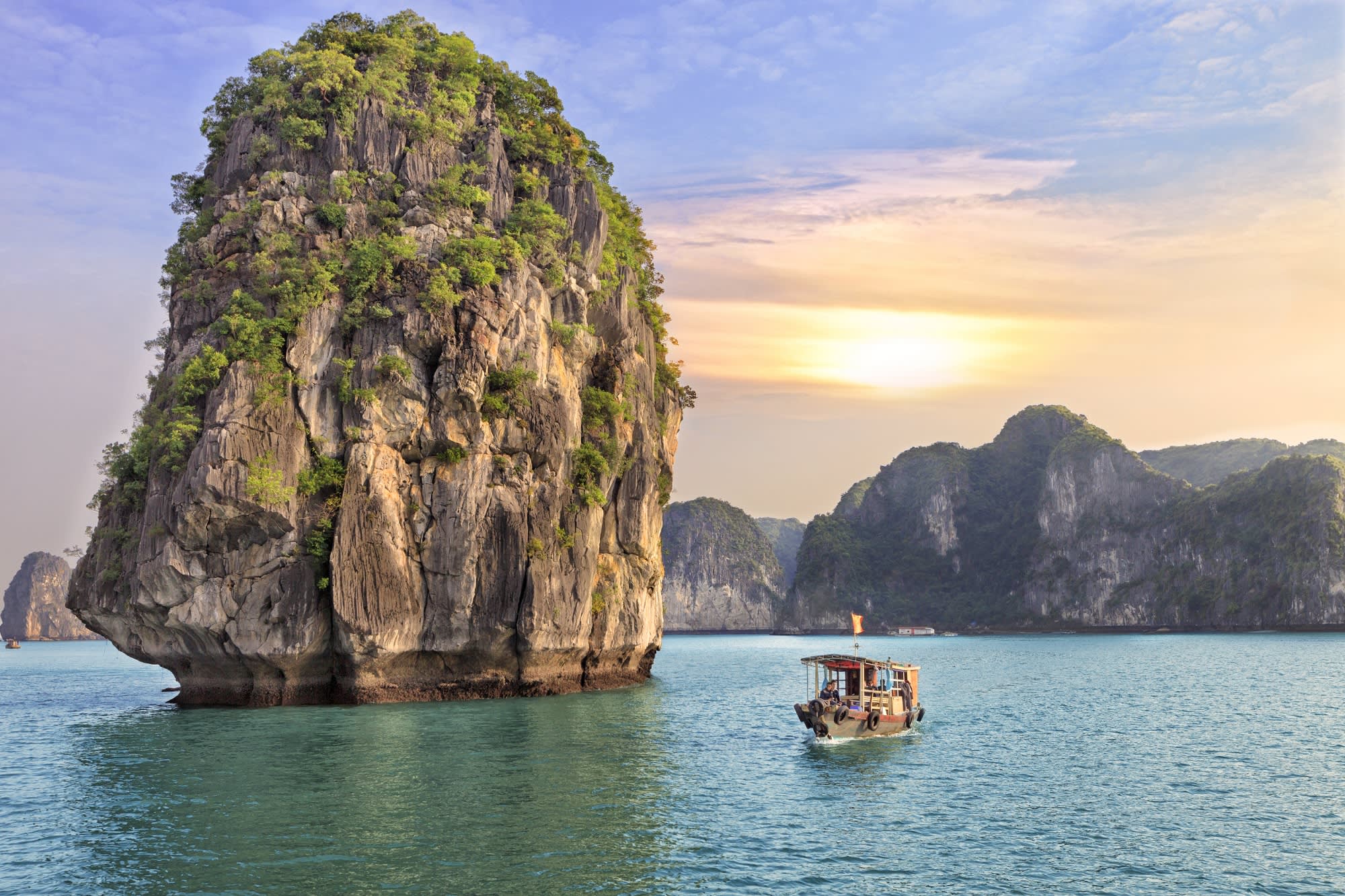 Boot in der Halong-Bucht