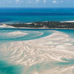 An Island in Vilankulo, Mozambique, Africa As Seen From Above, Surrounded by Sand and Water