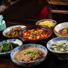 A table of Chinese food, Sichuan cuisine