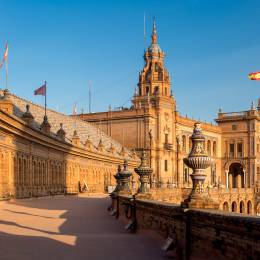 Great city scape in Seville , Spain