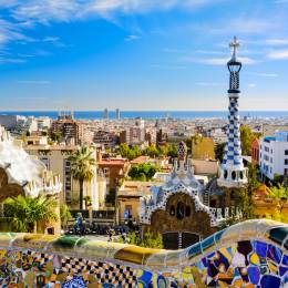Park Guell in Barcelona, Spain on a sunny day