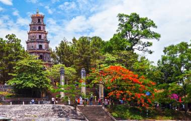 The Thien Mu Pagoda is one of the ancient pagoda in Hue city, Perfume River, Vietnam, Asia