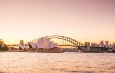 Downtown Sydney skyline successful  Australia astatine  twilight