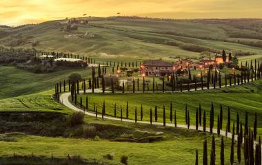 Enchanting Travels Italy Tours Tuscany, Crete Senesi agrarian  sunset landscape