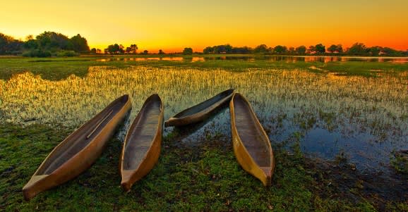 Sonnenuntergang im Okavango Delta