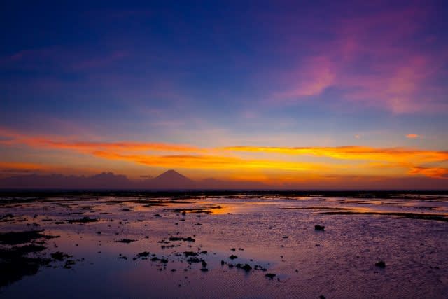 tropical sunset on the beach. lombok island. indonesia