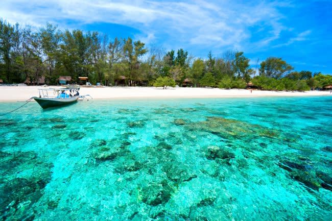 Beautiful sea and coastlines of Gili Meno, Indonesia.