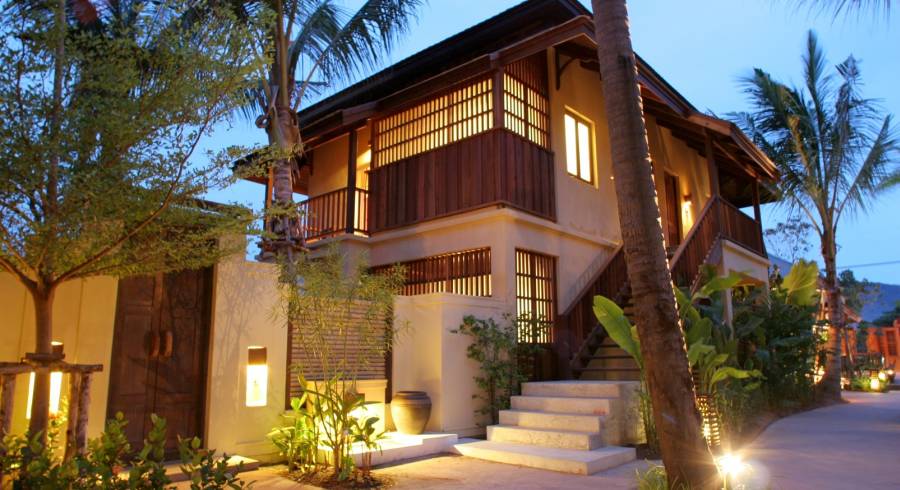 Exterior view of a guest lodge at Burirasa Village Koh Samui Hotel in Koh Samui, Thailand