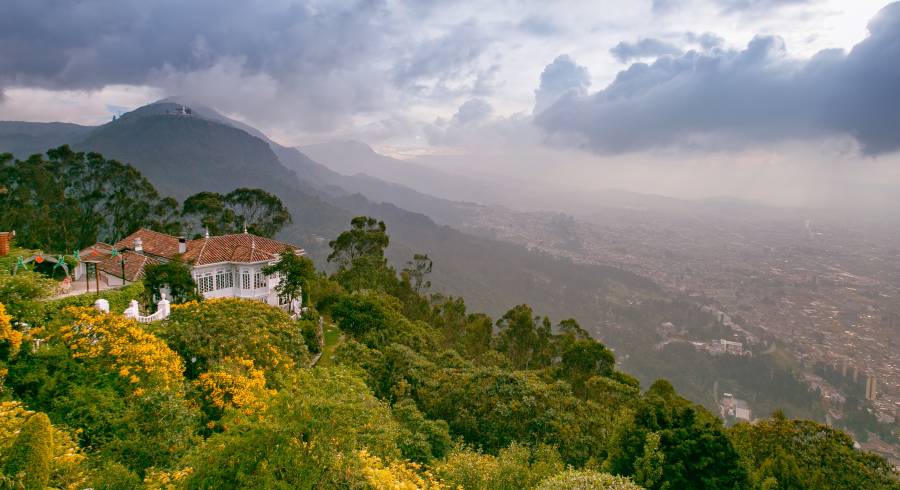 vista do topo da montanha, montanha de Monserrat, Bogotá, Colômbia, América Latina