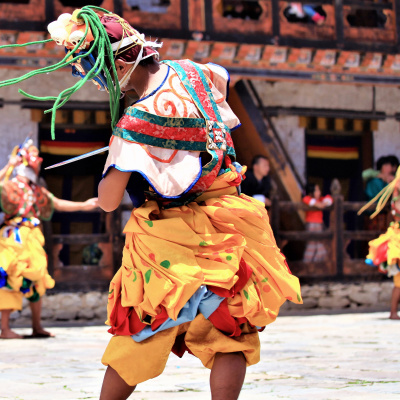 Traditional dance and colors in Mongar, Bhutan ,masked dancers at a Buddhist religious ceremony,bhutan festival,tibet dance