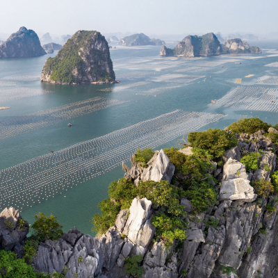 Bai Tu Long bay shot by drone, Thailand