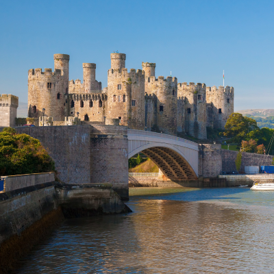 Famous Conwy Castle in Wales, United Kingdom, series of Walesh castles, Europe