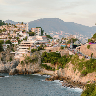The rock La Quebrada, one of the most famous tourist attractions in Acapulco, Mexico