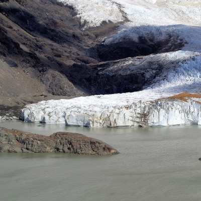 Laguna Torre and its small glacier, which lies at the end of a long trail in Patagonia Argentina