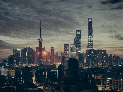 a view of a city at night